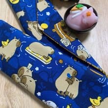 文青風環保純棉筷袋 萌翻水豚君 質感蔚藍  卡皮巴拉 日本 潮物