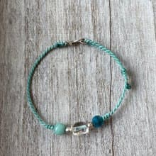 藍色大海 白水晶天河石藍磷灰純銀編織細手鍊