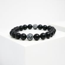 VSNS | 雪花黑霧丸 - 雪花石 天然石 霧面黑 串珠 手環 男女手鍊