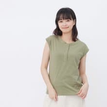 竹節棉半襟小蓋袖上衣/軍綠【涼夏穿搭推薦】