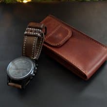 Travel Watch Pouch watch storage travel watch case Genuine leather
