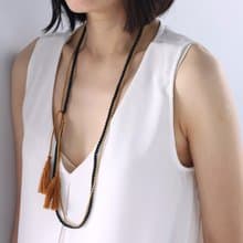 黑瑪瑙石流蘇長項鍊包裹手鍊