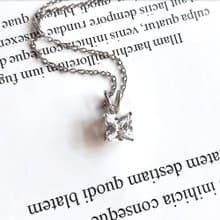 DoriAN 奢華超氣質閃亮方形造型鑲CZ鑽925純銀項鍊 附純銀保證卡