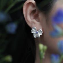 冥想花園系列花朵蝴蝶結耳釘925銀鍍白金耳夾耳骨夾原創手工