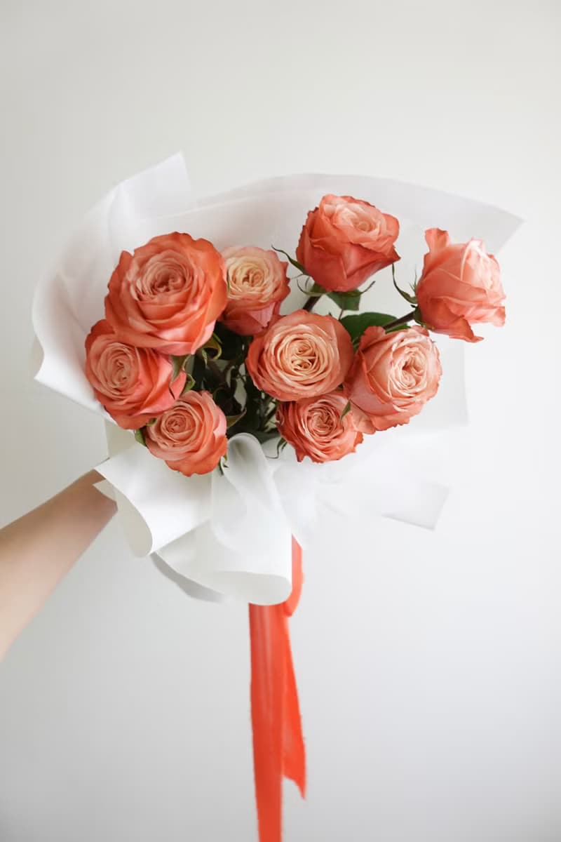 水蜜桃玫瑰花束 生日花束 求婚花束 女友禮物