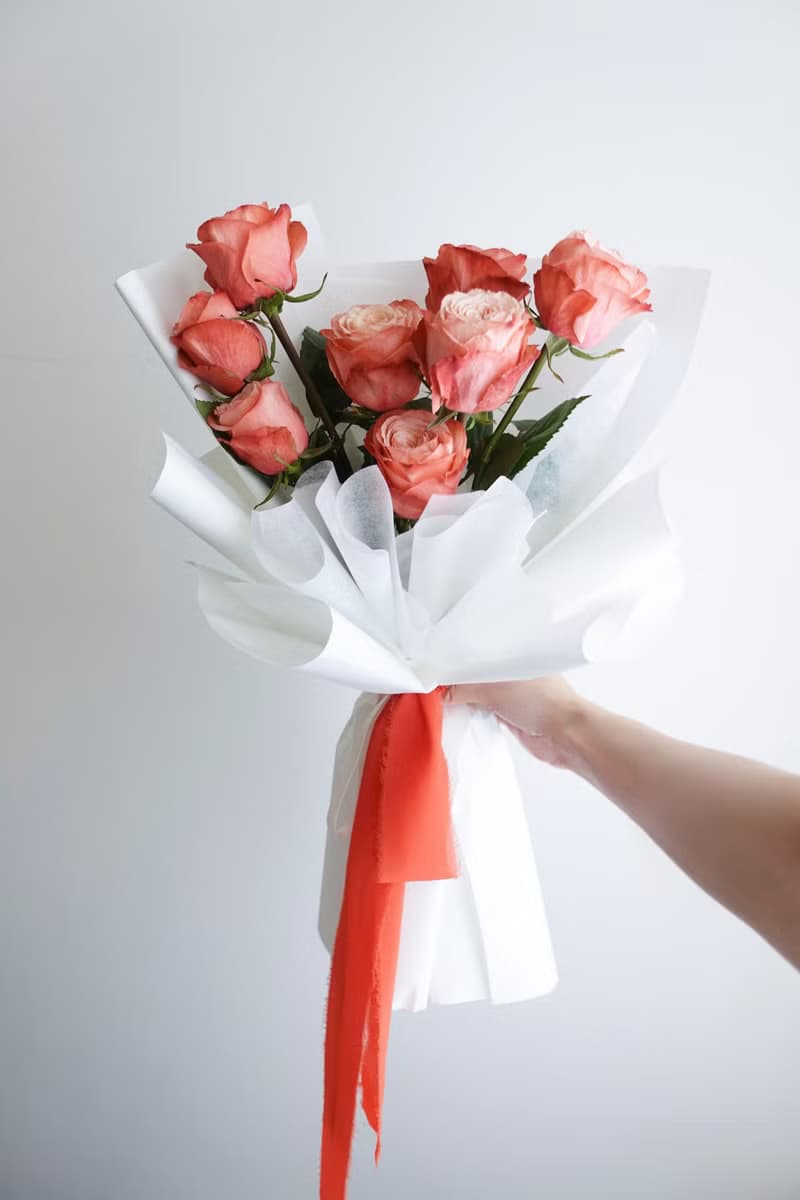 水蜜桃玫瑰花束 生日花束 求婚花束 女友禮物