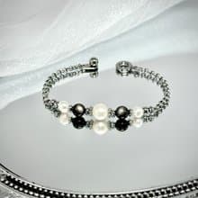 True Wish 捕夢網珍珠手鍊 - 醫療鋼配飾 / 淡水珍珠 / 銀曜石