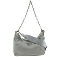 【日本直送】プラダ PRADA リエディション 2005 ショルダーバッグ 2WAY 1BH204 ナイロン FIORDALISO グレー レディース【中古】