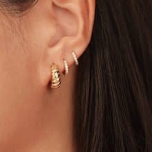 s925銀鍍18k金色ins風牛角包耳環耳飾 易扣耳環 經典耳環 防敏感