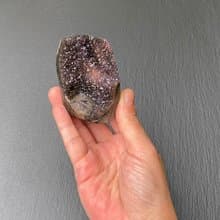 招財開運-天然原礦異象滿天星紫晶鎮招財手共生方解石 風水擺件