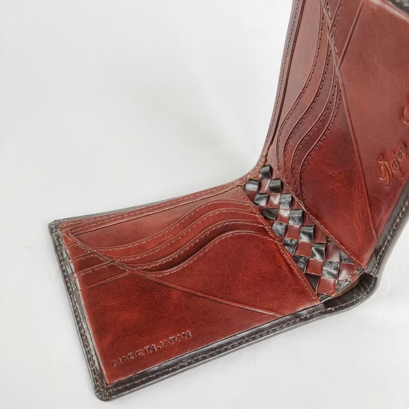 番外編Basicウォレット  ブライドルレザーD.brown×国内産仔牛革Brown カードタイプ