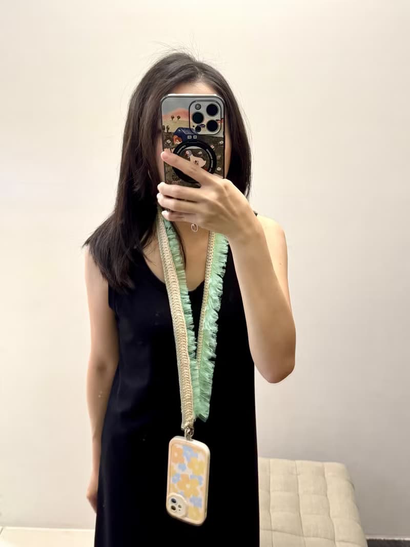 MUMU 闆娘設計 微糖奶霜 x 薄荷巧克力 鉤織蕾絲手機繩 掛脖款