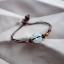 平安扣綠意翡翠結繩手鍊・緬甸玉・天然石・瑪瑙