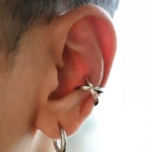 【禮物】X形前後兩戴 純銀無痛耳骨夾中性男女耳飾イヤーカフ