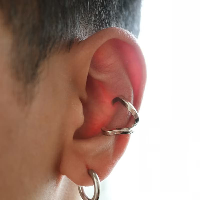 【禮物】X形前後兩戴 純銀無痛耳骨夾中性男女耳飾イヤーカフ