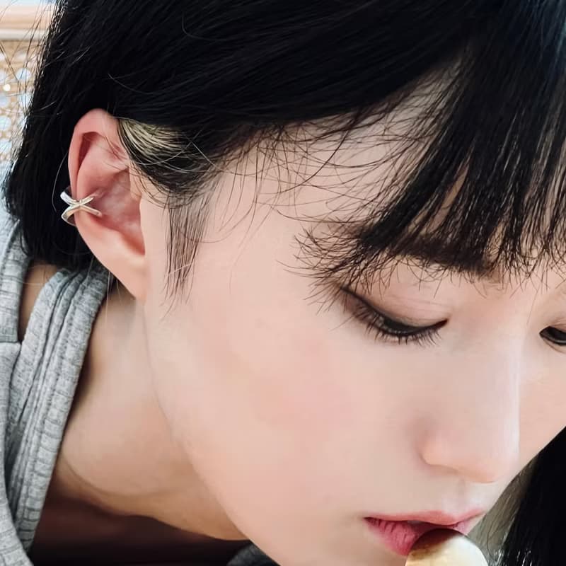 【禮物】X形前後兩戴 純銀無痛耳骨夾中性男女耳飾イヤーカフ