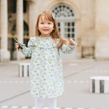 英國LIBERTY FABRICS有機棉女童Valentine法式古典小荷葉印花洋裝