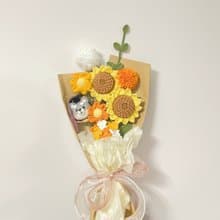 鈎針編織畢業狗狗向日葵花束