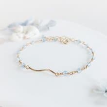 海藍寶石 x 14KGF流線手鍊