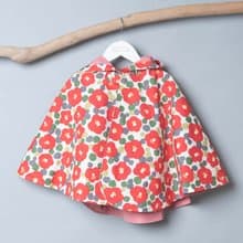 雙面防潑水斗篷-訂製 花65vs玫瑰粉