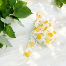 夏日小檸檬。奶嘴收納袋 / 奶嘴鏈 (可繡名字)
