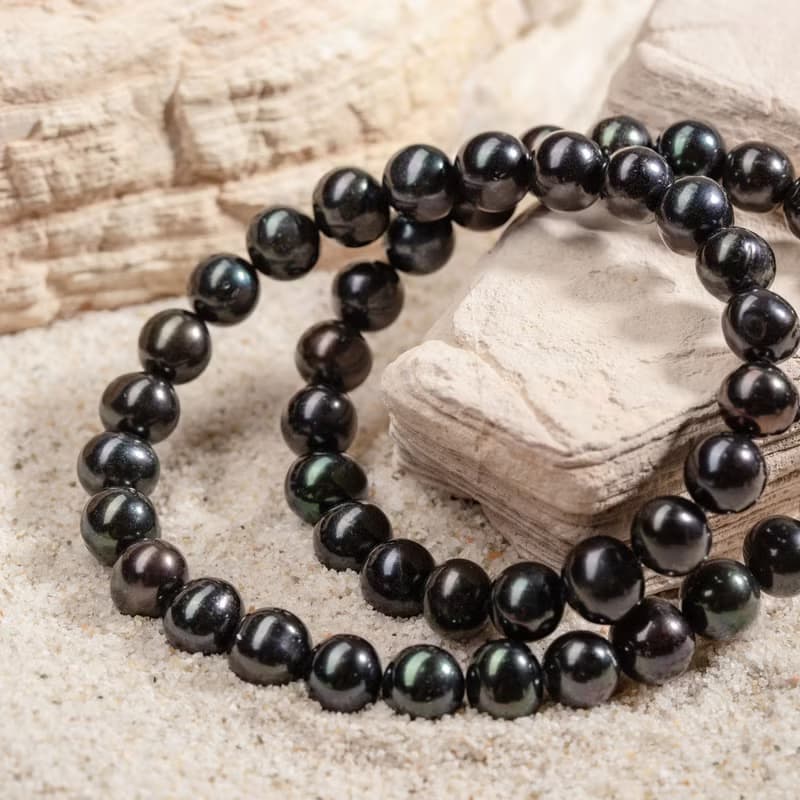 天然黑色淡水珍珠項鍊 8–9mm 銀色延長鏈 極簡時尚 聖誕節禮物