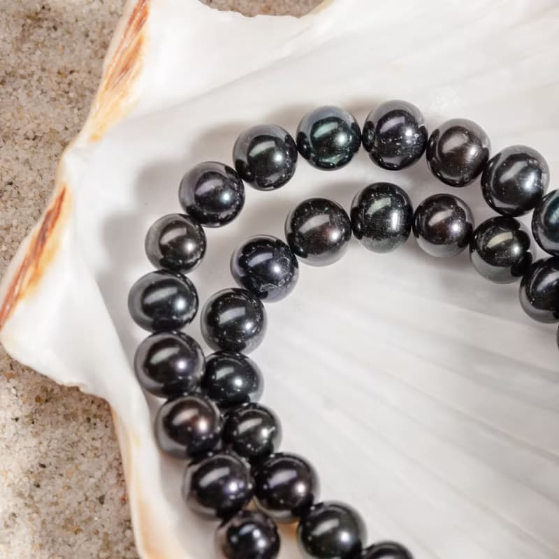 天然黑色淡水珍珠項鍊 8–9mm 銀色延長鏈 極簡時尚 聖誕節禮物