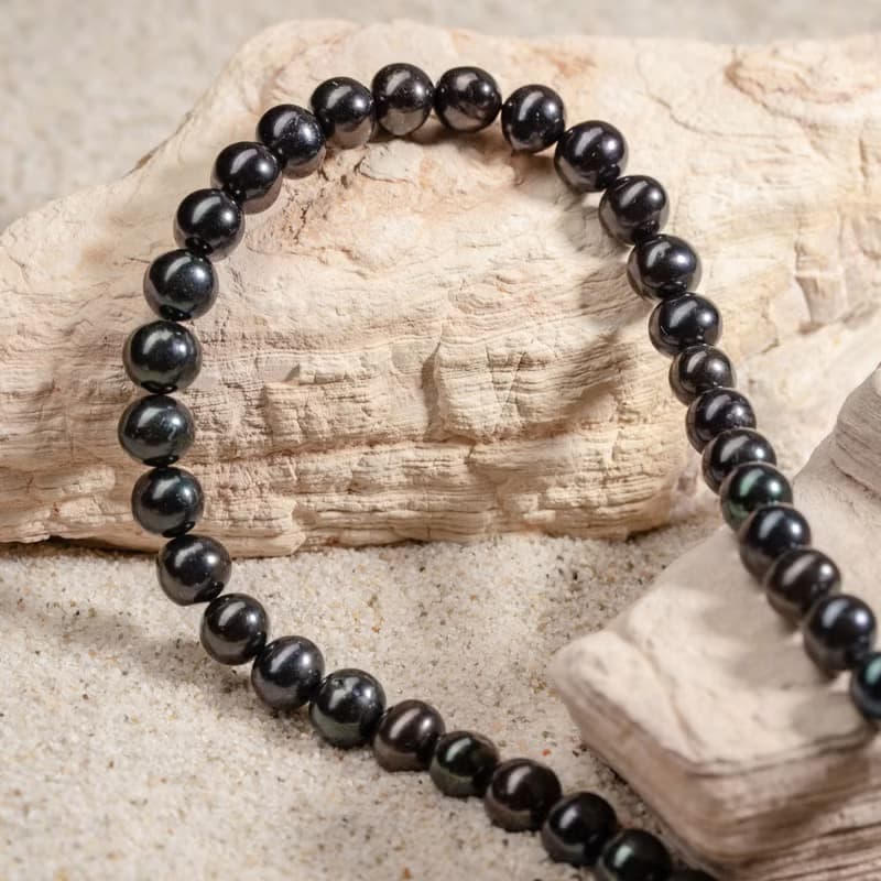 天然黑色淡水珍珠項鍊 8–9mm 銀色延長鏈 極簡時尚 聖誕節禮物