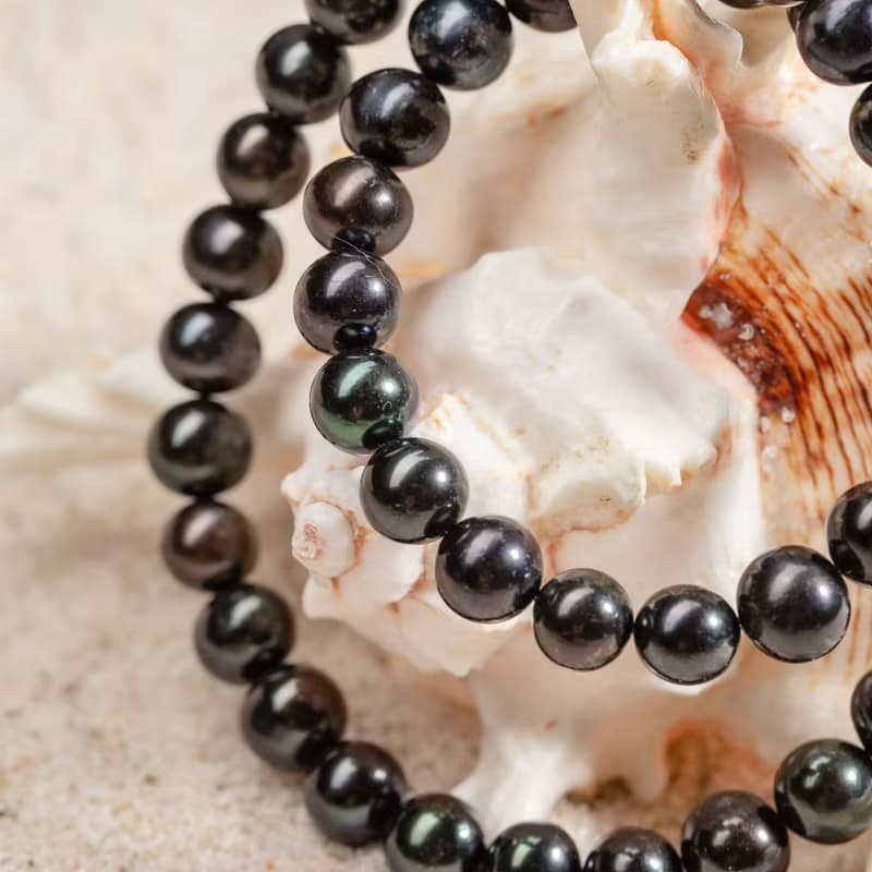 天然黑色淡水珍珠項鍊 8–9mm 銀色延長鏈 極簡時尚 聖誕節禮物