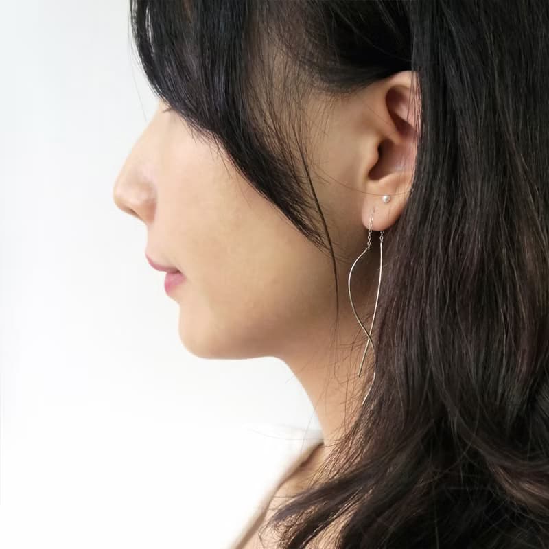 波線舞動 長鍊 純銀耳環