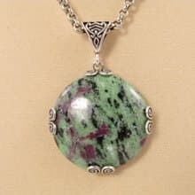 Ruby in Zoisite Mint Sage Green Stone Victorian Pendant Necklace Woman Jewelry