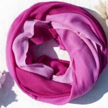 喀什米爾Cashmere/羊絨圍巾/純羊毛圍巾披巾/戒指絨披肩-桃紅漸層