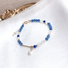 藍晶石、月光石、青金石 天然石手鍊