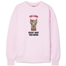 THIS LLAMA 中性大學T 刷毛 淺粉 秋冬禮物快速羊駝草泥馬
