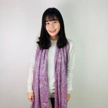 【換季特賣】浪漫粉紫花園100% Cashmere輕薄款圍巾 售出不退貨