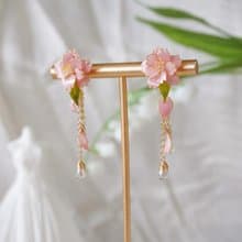 【粉色重瓣櫻花】手工原創  耳飾  銅線樹脂  婚禮 禮物