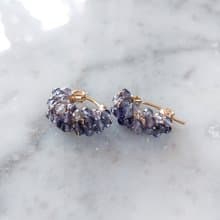 14Kgf Iolite wrapped hoop pierced earrings / clip on earrings