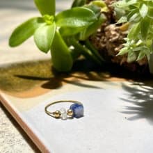 老林雜貨 | 天然石黃銅戒 方圓 (蘇打石/白松石)