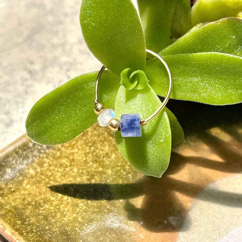 老林雜貨 | 天然石黃銅戒 方圓 (蘇打石/白松石)