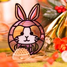 動物達摩 (兔) 座台式  l 蛇年 福貼 揮春 春聯 招福貓 招財貓