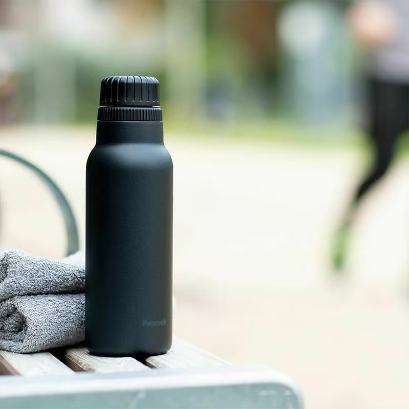 【孔雀Peacock】800ML 不鏽鋼保溫杯 氣泡水碳酸飲料專用-雪灰白