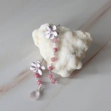 【禮物】漫入花境-天然碧璽 粉晶石耳環14KGF注金