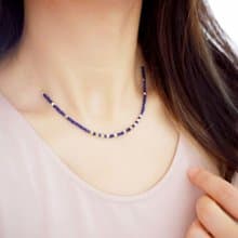 スクエア プチラピスラズリとゴールドビーズのネックレス 12月誕生石　幸運成功運UP