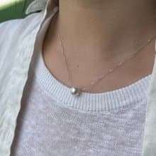 日本直送 10k白金 8.5mm Akoya珍珠吊墜項鍊 開運路路通 天然珍珠