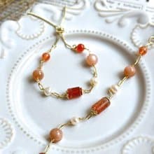 【簡約晶礦手鍊】太陽石/橙月光石/珍珠/大人小孩皆宜/靈數2