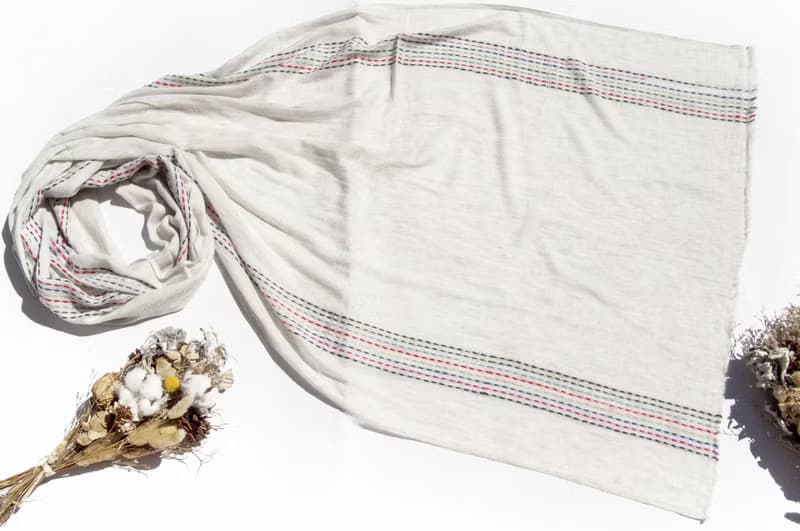 喀什米爾Cashmere 針織圍巾 純羊毛圍巾 手織圍巾 編織圍巾-彩虹