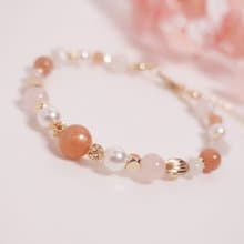 清秀佳人│橙月光 粉晶 月光石 水晶手鍊