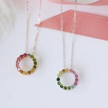 Natural Tourmaline Multicolor Necklace Sterling silver 925