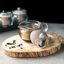 日本西海耐熱玻璃茶壺375ml 貓咪圖案