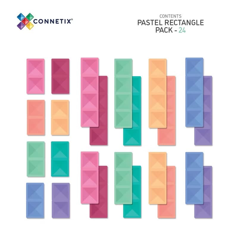 澳洲Connetix粉彩磁力積木-長方形補充組(24pc) 益智玩具